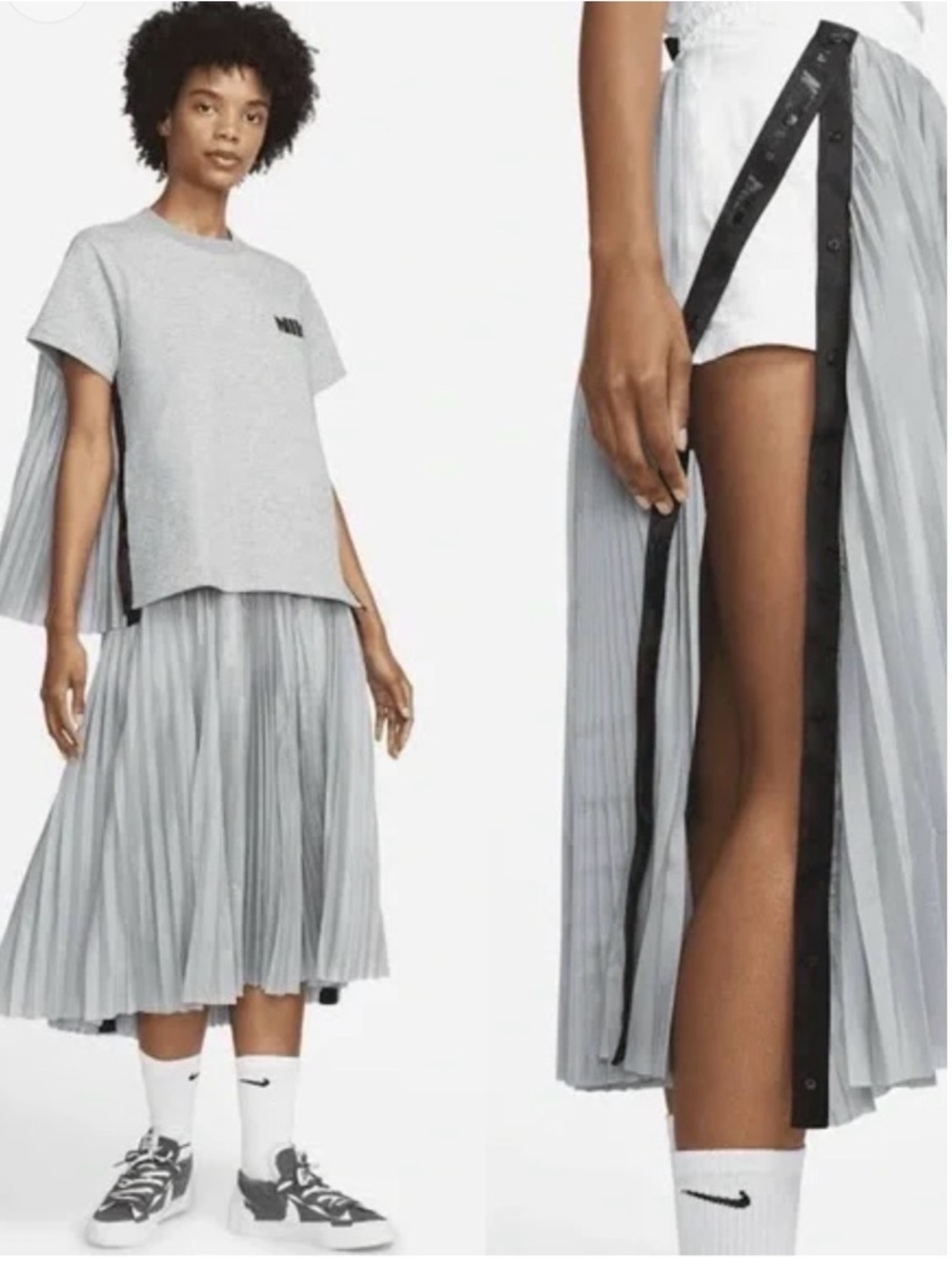 Nike x Sacai pleated midi skirt